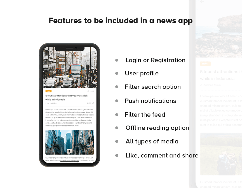 Features of news app like BBC News